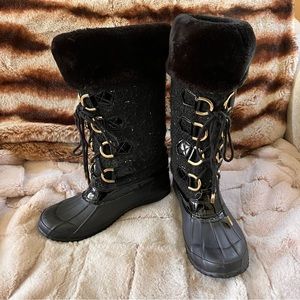 INC International Concepts Lorinah Tweed Winter Faux Fur Boots - Size 8